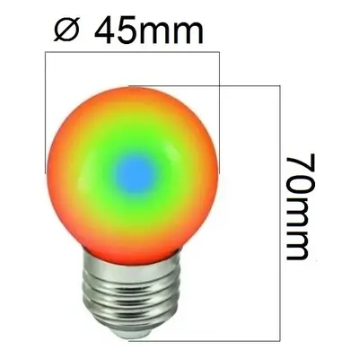 Vícebarevná LED žárovka E27 RGB 1W