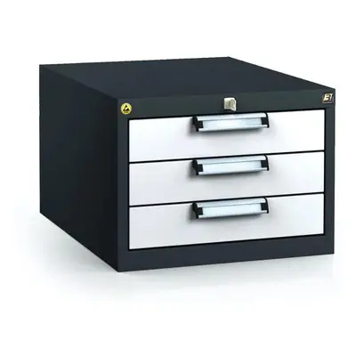 Alfa 3 Antistatický závěsný ESD box pro pracovní stoly 351 x 480 x 600 mm, 3 zásuvky