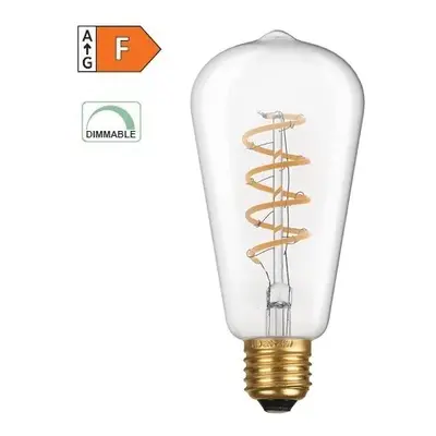 Diolamp LED Spiral Filament žárovka čirá ST64 4W/230V/E27/1800K/300Lm/360°/Dim