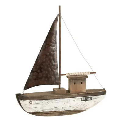 Dřevěná dekorace přírodní loďka Boat L - 39*9*46 cm