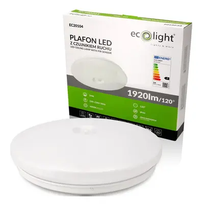 ECOLIGHT LED stropní svítidlo 24W IP44 PIR neutrální bílá