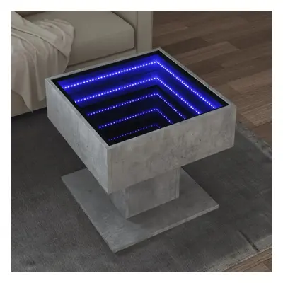 Konferenční stolek s LED betonově šedý 50 x 50 x 45 cm kompozit