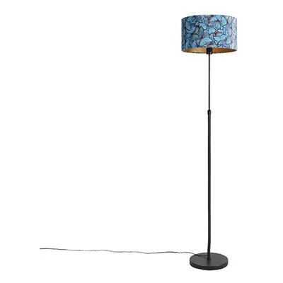 Stojací lampa černá s velurovým odstínem motýli 35 cm - Parte