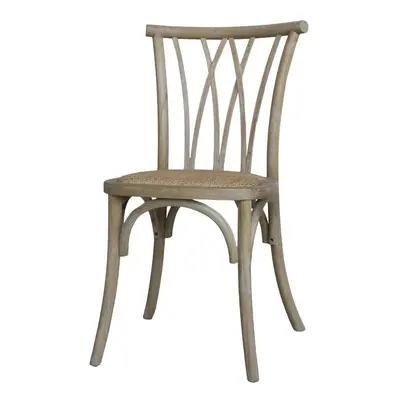 Přírodní dřevěná židle s ratanovým výpletem Old French chair - 50*53*90cm