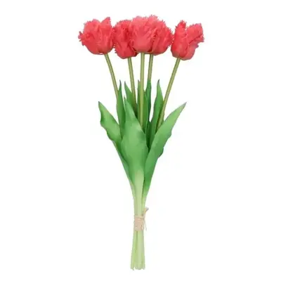 Kytice 5ks tmavě růžových realistických tulipánů Tulips Papagayo - 39 cm