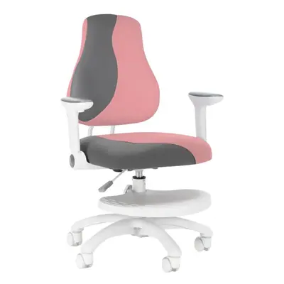 Dětská rostoucí židle Neoseat KINDER WHITE PLUS — látka, šedá / světle růžová