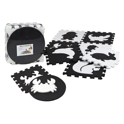 Lean Toys Soft Puzzle Mat Kontrastní vzdělávací EVA pěna černá a bílá 19 kusů.