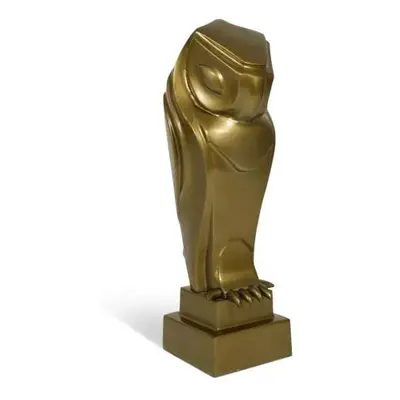 Velká umělecká skulptura sovy ve stylu Art Deco masivní kov 39 cm