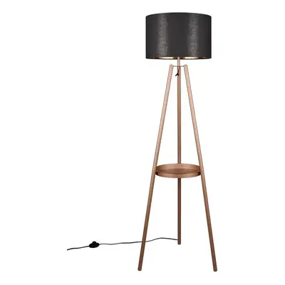 Hnědá stojací lampa s poličkou (výška 152 cm) Colette – Trio