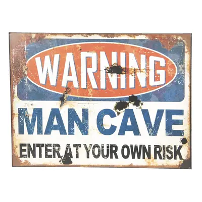 Nástěnná kovová cedule Warning Man Cave - 30*40 cm