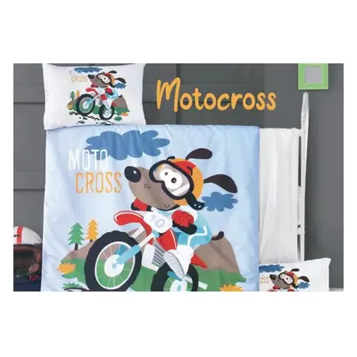 Povlečení bavlněné dětské Motocross 130x90cm+45x65cm TiaHome