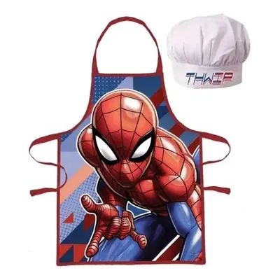 Dětská / chlapecká zástěra s kuchařskou čepicí Spiderman - motiv Thwip - pro děti 3 - 8 let