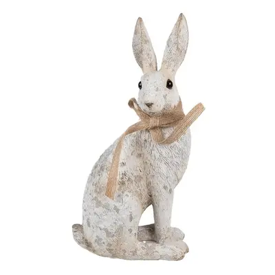 Dekorace béžový sedící králík s mašlí Rabbit Bow - 14*10*26 cm