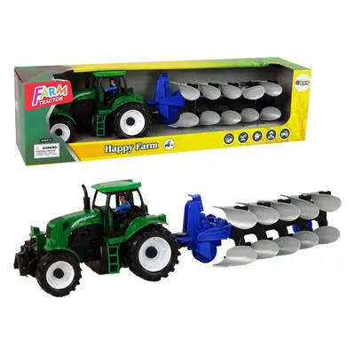 LEAN Toys Traktor s pluhem zeleno-modrý