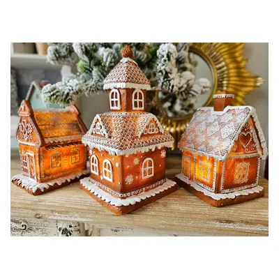 Vánoční perníková chaloupka s Led světýlky Gingerbread House - 14*14*25cm/ 3*AAA