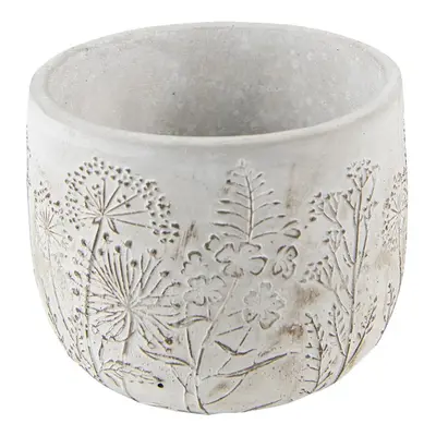 Šedý cementový obal na květináč s lučními květy Wildflowers M - Ø 18*14 cm