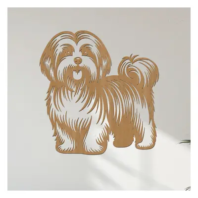 dřevo života Dřevěný obraz Havanský psík (Havanese) Rozměry (cm): 38x40, Zvolte barvu dekoru: Bu