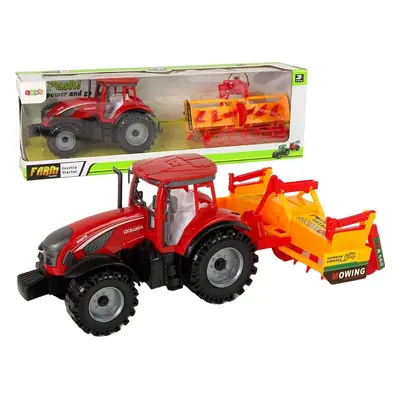 LEAN Toys Traktor s kultivátorem červený na setrvačník