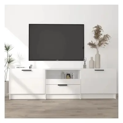 TV skříňka lesklá bílá 140 x 35 x 40 cm kompozitní dřevo