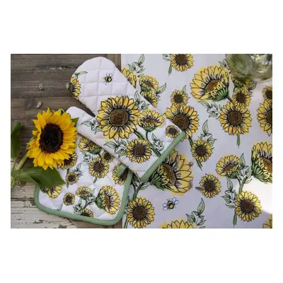 Béžová bavlněná chňapka - podložka se slunečnicemi Sunny Sunflowers - 20*20cm