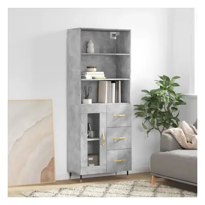 Skříň highboard betonově šedá 69,5x34x180 cm kompozitní dřevo