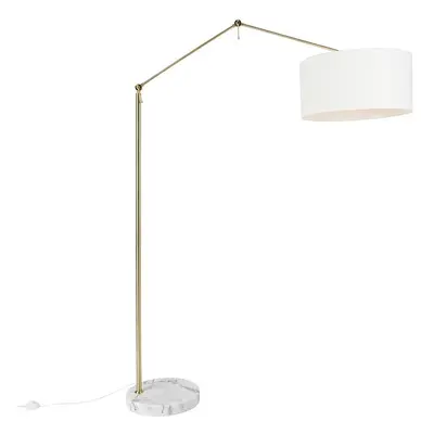 Moderní stojací lampa zlatá se stínidlem bílá 50 cm nastavitelná - Redaktor