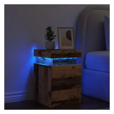 Noční stolek s LED old wood 35 x 39 x 55 cm kompozitní dřevo