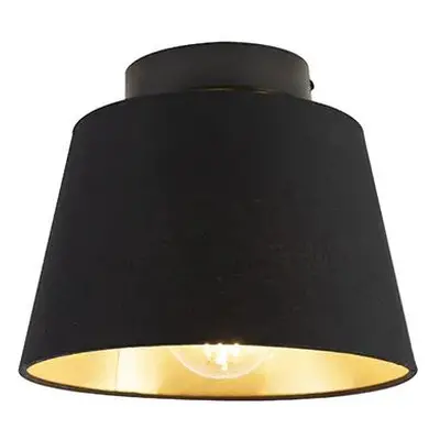 Stropní lampa s bavlněným stínítkem černá se zlatem 20 cm - Combi Black