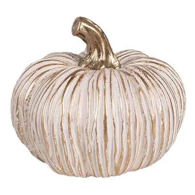 Bílo-zlatá keramická dekorace dýně Pumpkin - Ø 12 * 10 cm