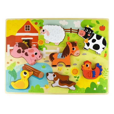 Dřevěné Montessori puzzle Hospodářská zvířata Tooky