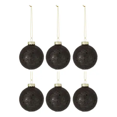 6ks černé vánoční koule Baubles stars black – Ø 8cm