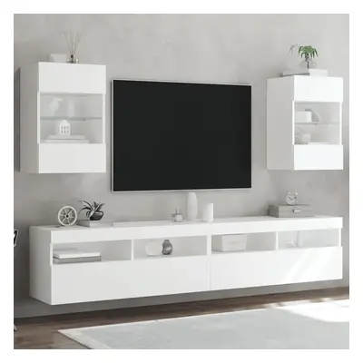 Nástěnné TV skříňky s LED osvětlením 2 ks bílé 40x30x60,5 cm