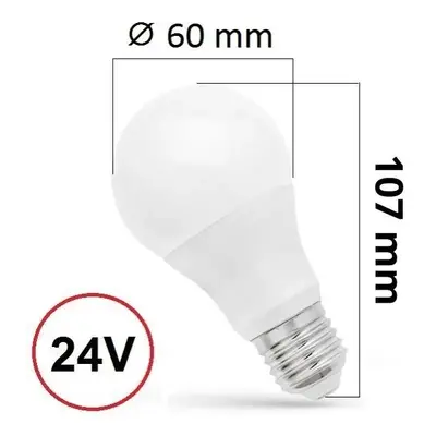 LED žárovka E27 8,5W 900lm 24V AC/DC, studená, ekvivalent 67W