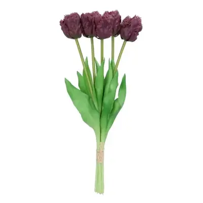 Kytice 5ks fialových realistických tulipánů Tulips Papagayo - 39 cm