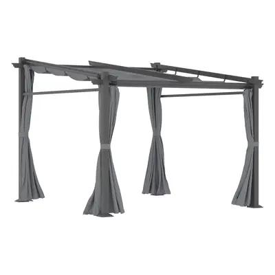 Outsunny pergola 2,97 x 2,95 m, voděodolný pavilon se sluneční stříškou, boční panely, kryt tera