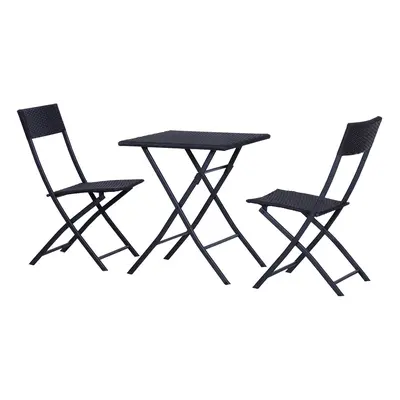 Outsunny polyratanový bistro set pro 2 osoby, ratanový zahradní nábytek, černý, ideální na balko