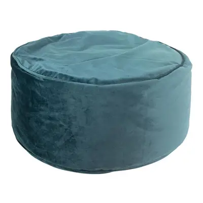 Petrolejový sametový pouf / sedák na zem - Ø 60*30cm