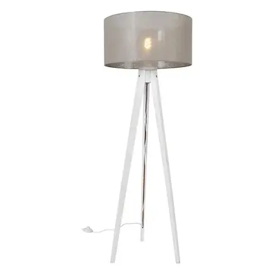 Moderní stojací lampa stativ bílá s odstínem taupe 50 cm - Tripod Classic