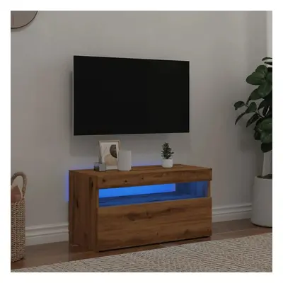 TV stolek s LED dub artisan 75 x 35 x 40 cm kompozitní dřevo