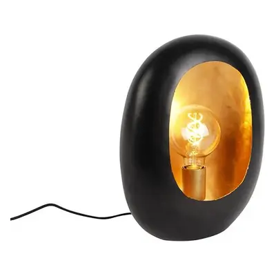 Designová stolní lampa černá se zlatým vnitřkem 36 cm - Cova