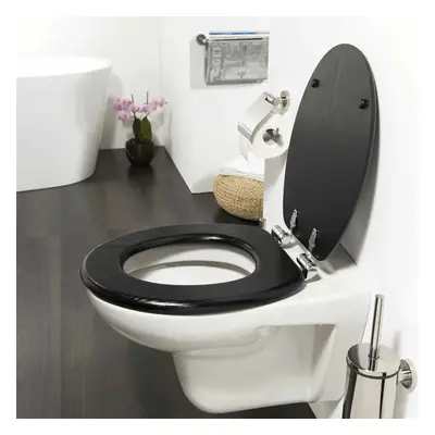 WC prkénko s pomalým sklápěním Blackwash MDF černé 252030746