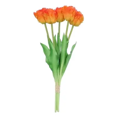 Kytice 5ks oranžových realistických tulipánů Tulips Papagayo - 39 cm