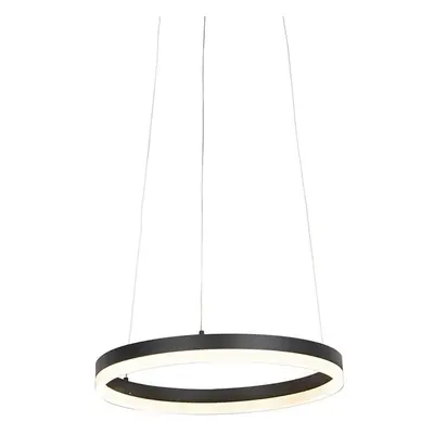 Designová kruhová závěsná lampa černá 40 cm včetně LED a stmívače - Anello