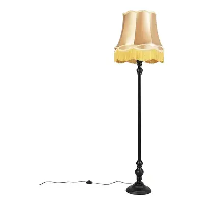 Stojací lampa černá s odstínem Granny gold - Classico