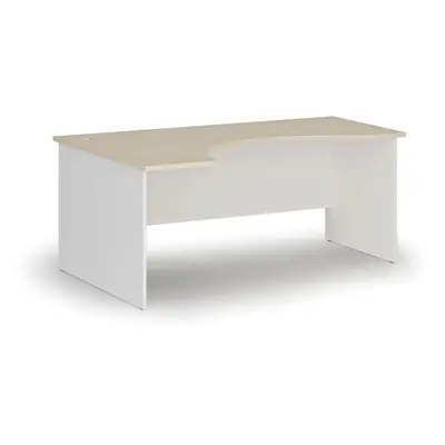 Ergonomický kancelářský pracovní stůl PRIMO WHITE, 1800 x 1200 mm, levý, bílá/bříza