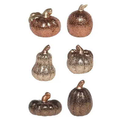 Set 6ks keramická dekorace dýně se třpytkami Pumpkin - Ø 5*7 cm