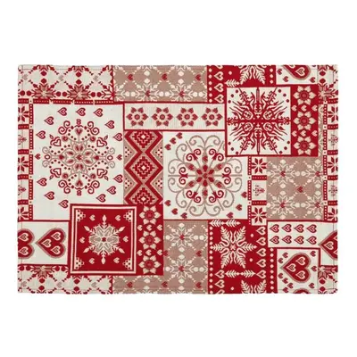 SCANquilt prostírání MOTIV patchwork červenobéžová běhoun delší strana 100-170 cm