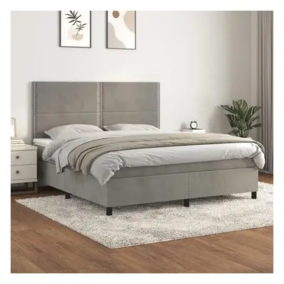 Box spring postel s matrací světle šedá 180x200 cm samet