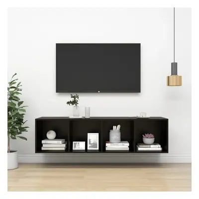 vidaXL Nástěnná TV skříňka černá 37 x 37 x 142,5 cm dřevotříska