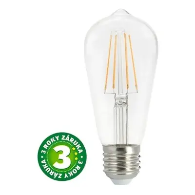 Prémiová retro LED žárovka E27 7W 806lm ST57 teplá, filament, ekv. 60W, 3 roky